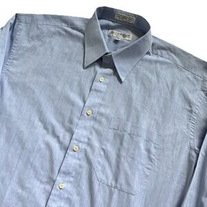 Vtg Givenchy Monsieur Dress Shirt Men 16.5 M 34/55 Light Blue Textured Stripe